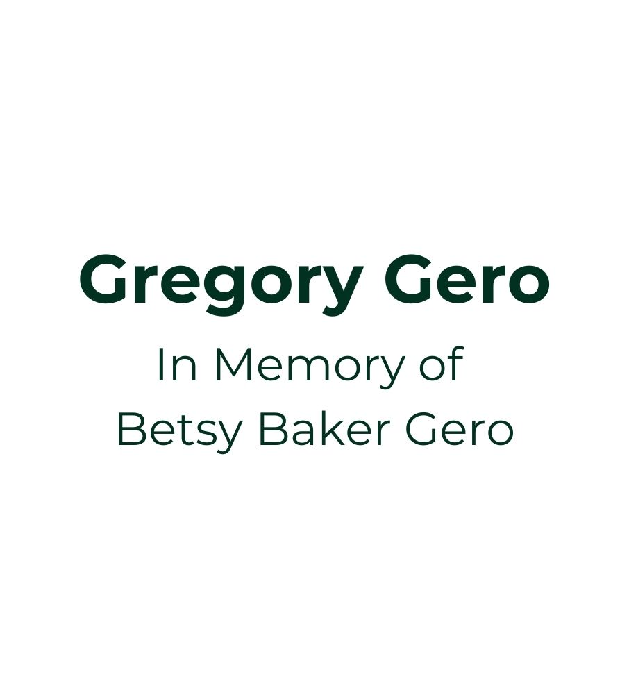 Gregory Gero in Memory of Betsy Baker Gero logo recognition.